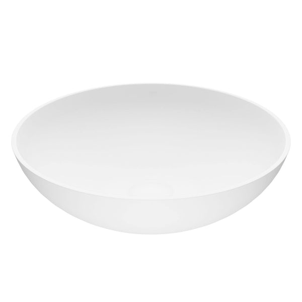 Lotus Matte Stone Round Composite Vessel Bathroom Sink/Basin with Deep Bowl, White K3Y8