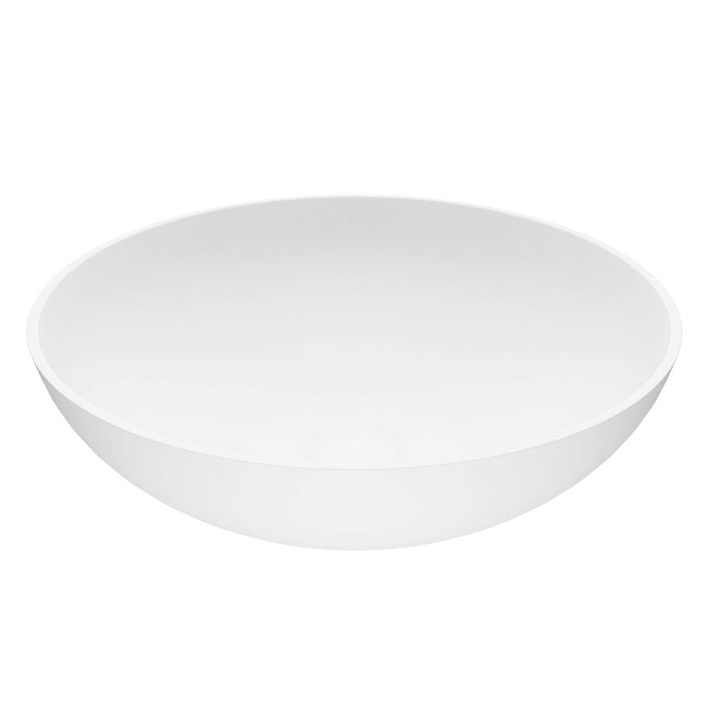 Lotus Matte Stone Round Composite Vessel Bathroom Sink/Basin with Deep Bowl, White K3Y8