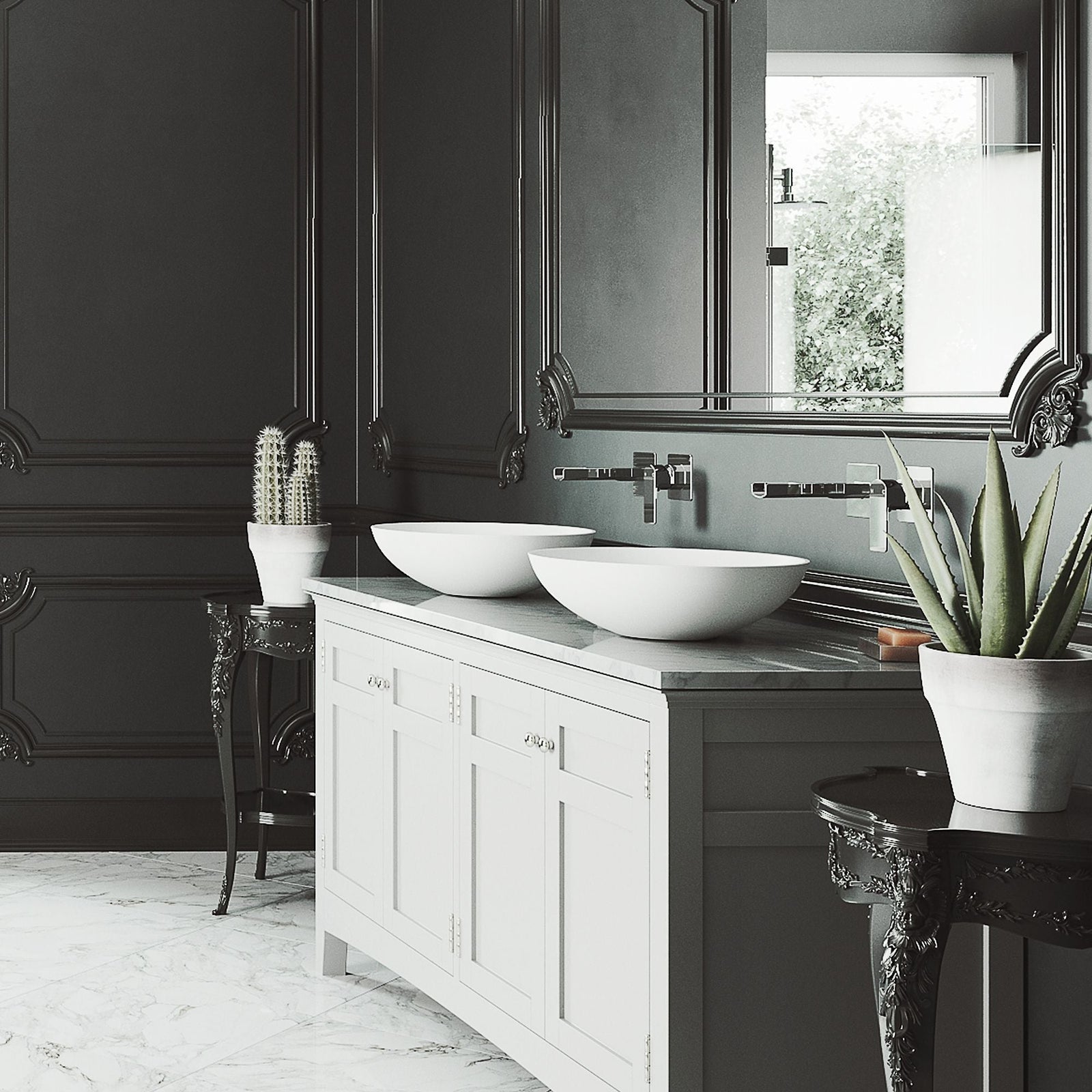 Lotus Matte Stone Round Composite Vessel Bathroom Sink/Basin with Deep Bowl, White K3Y8 - product image 5