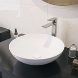 Lotus Matte Stone Round Composite Vessel Bathroom Sink/Basin with Deep Bowl, White K3Y8 - product image 8