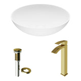 Lotus MatteStone Round White Composite Bathroom Sink/Basin Set with Duris Faucet and Pop-Up Drain M7V3 - product image 2