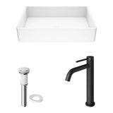 Magnolia MatteStone White Bathroom Sink/Basin Set with Lexington Faucet and Rectangular Composite Vessel Z0D1 - product image 2