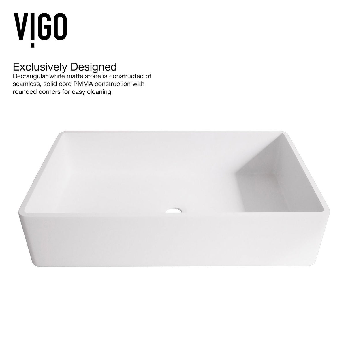 Magnolia MatteStone White Bathroom Sink/Basin Set with Lexington Faucet and Rectangular Composite Vessel Z0D1 - product image 8