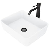 Marigold MatteStone Matte White Bathroom Sink/Basin Set with Lexington Faucet and Rectangular Composite Vessel Z1F2 - product image 1