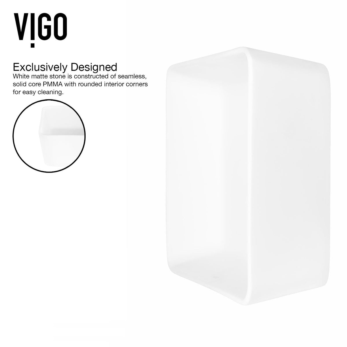 Marigold MatteStone White Bathroom Sink/Basin Set with Matte Black Linus Faucet and Rectangular Composite Vessel Q5E4 - product image 3