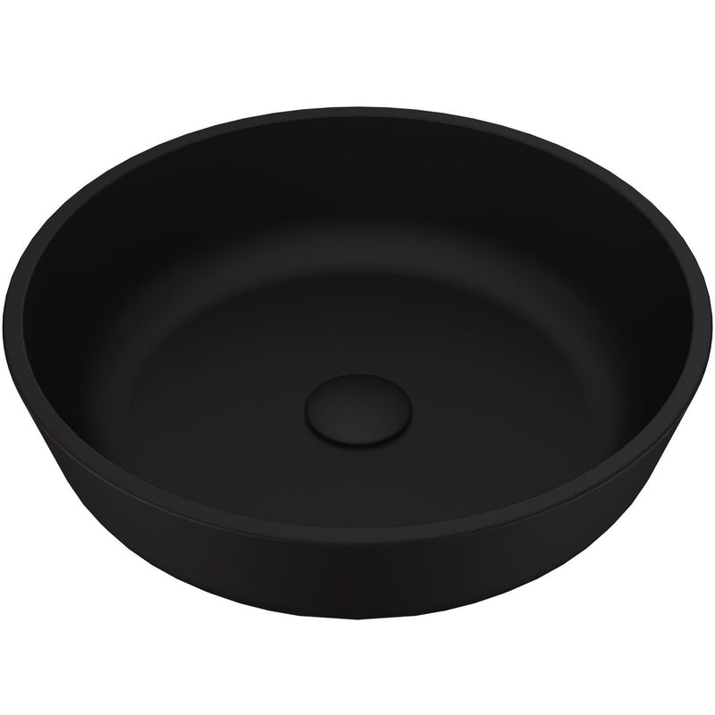 Modus Glass Round Vessel Bathroom Sink/Basin with Rounded Edges & Deep Bowl, Black Z2Y8