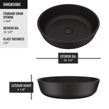 Modus Glass Round Vessel Bathroom Sink/Basin with Rounded Edges & Deep Bowl, Black Z2Y8 - product image 5