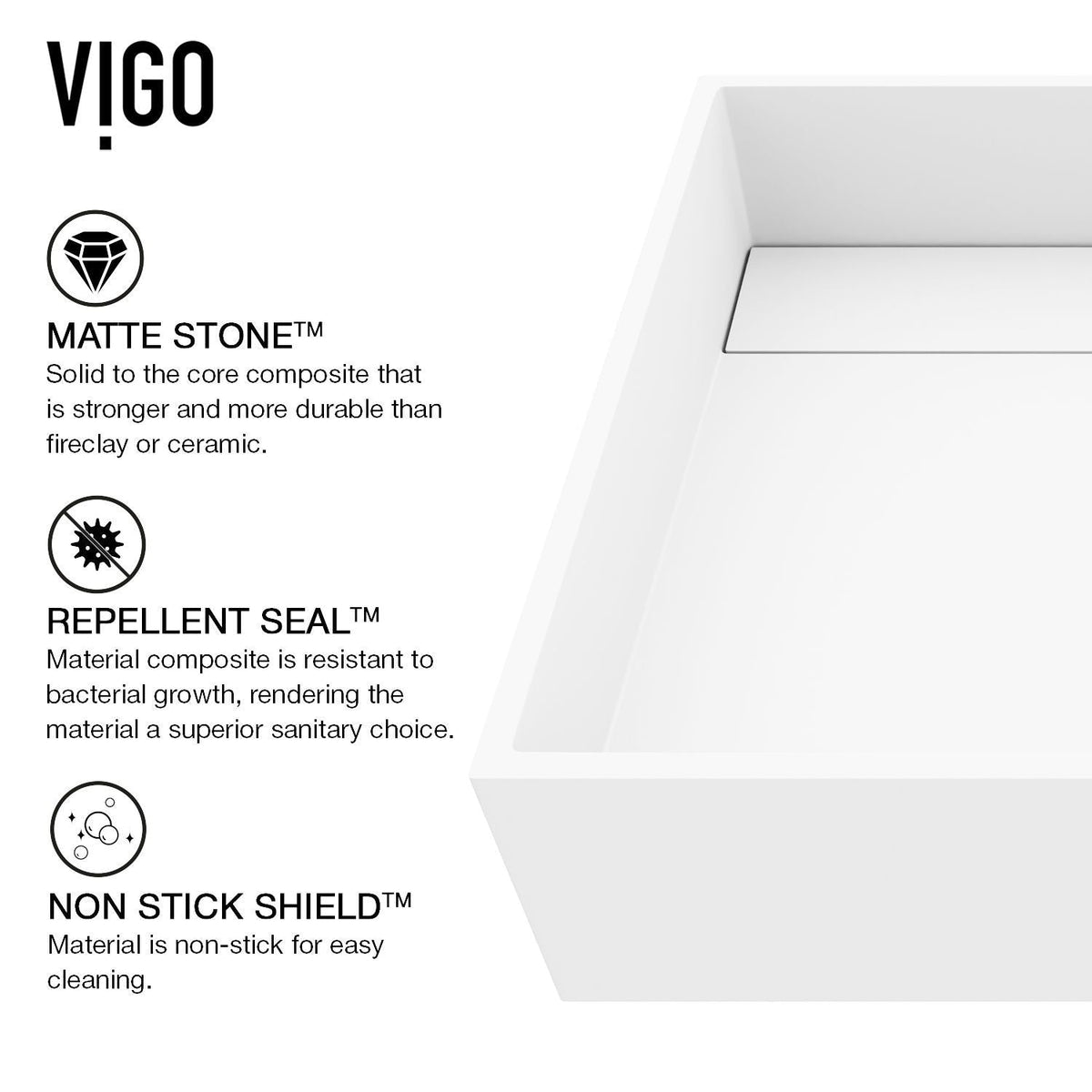 Montauk MatteStone 15x15-in Deep White Bathroom Sink/Basin with Rectangular Vessel F3D0 - product image 5