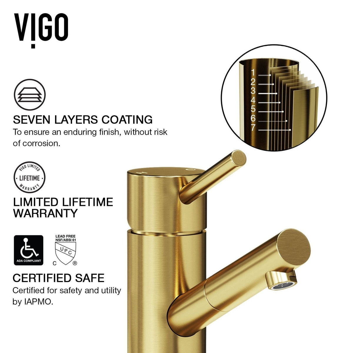 Noma Single Handle Single Hole Bathroom Sink Faucet, WaterSense Certified, Matte Gold T6K9 - product image 6
