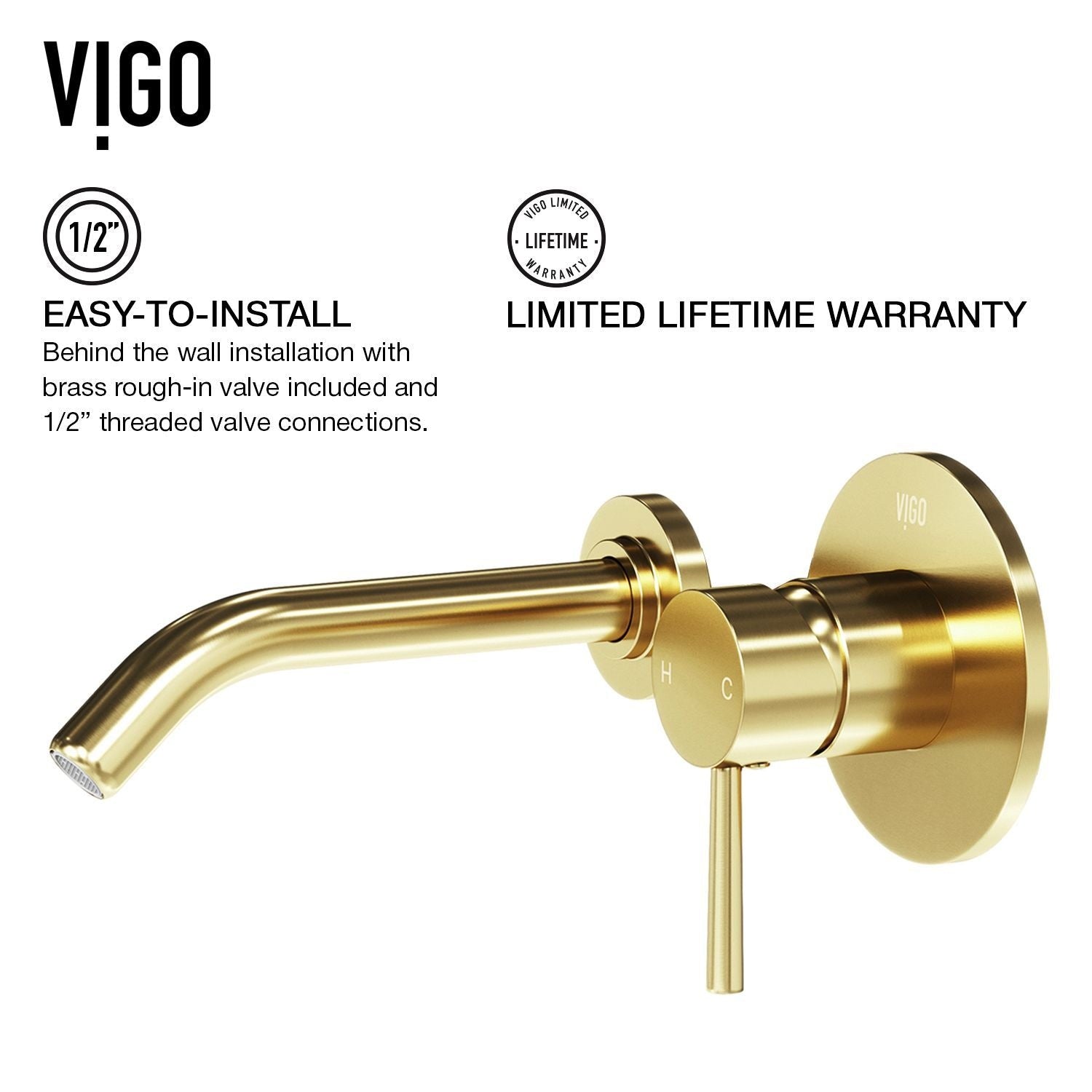 Olus Wall Mount Single Lever Bathroom Sink Faucet, WaterSense Certified, Matte BGold D8H8 - product image 4