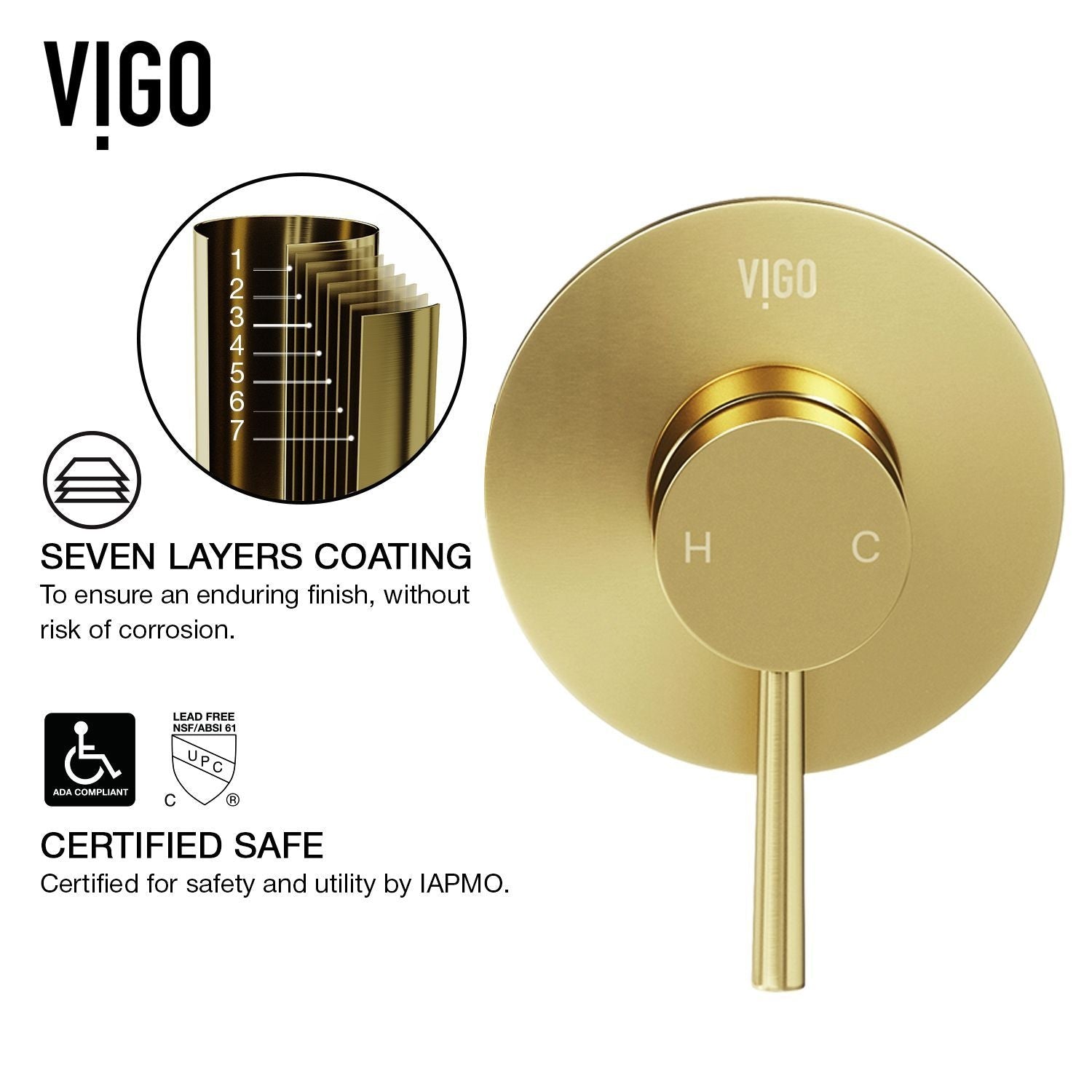 Olus Wall Mount Single Lever Bathroom Sink Faucet, WaterSense Certified, Matte BGold D8H8 - product image 5
