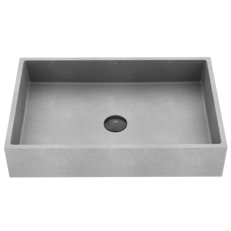 Orvieto Gothic ConcretoStone 24x15-in Deep Grey Bathroom Sink/Basin with Rectangular Vessel C2Q4