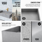 Orvieto Gothic ConcretoStone 24x15-in Deep Grey Bathroom Sink/Basin with Rectangular Vessel C2Q4 - product image 3