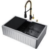 Oxford 33-in Single-Bowl Gold/Black Farmhouse Sink with Brant Faucet V5C0 - product image 1