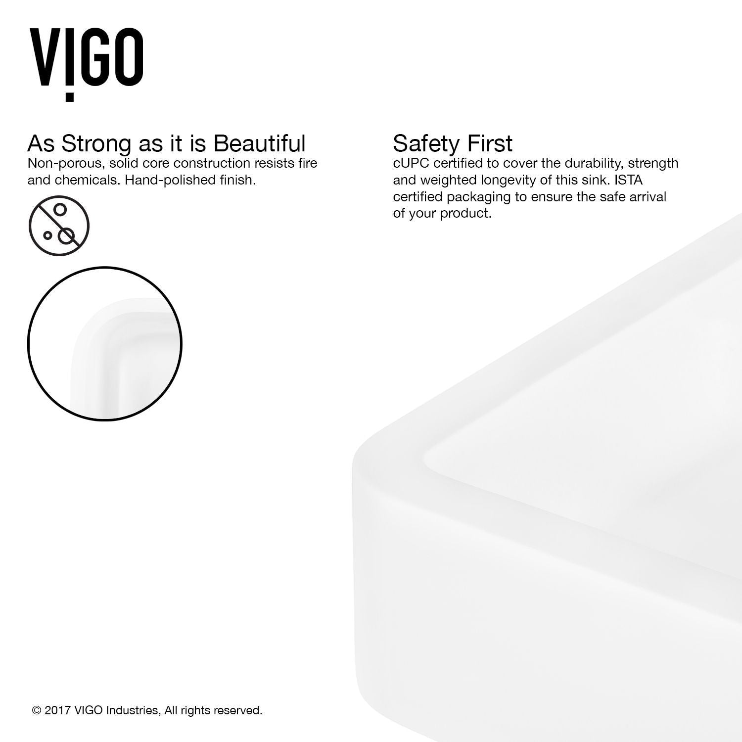 Petunia Matte Stone Rectangular Composite Vessel Bathroom Sink/Basin with Rounded Edges & Deep Bowl, White P5A9 - product image 4