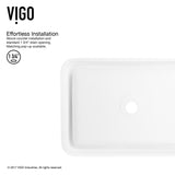 Petunia Matte Stone Rectangular Composite Vessel Bathroom Sink/Basin with Rounded Edges & Deep Bowl, White P5A9 - product image 5