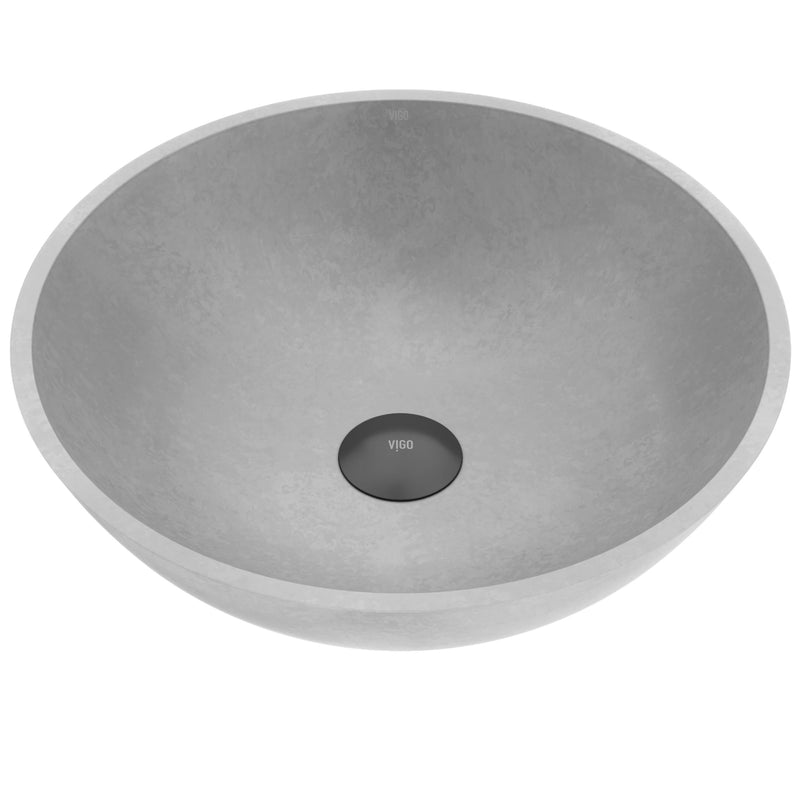 Ravenna Gothic ConcretoStone 16x16-in Deep Grey Bathroom Sink/Basin with Round Vessel M7V0