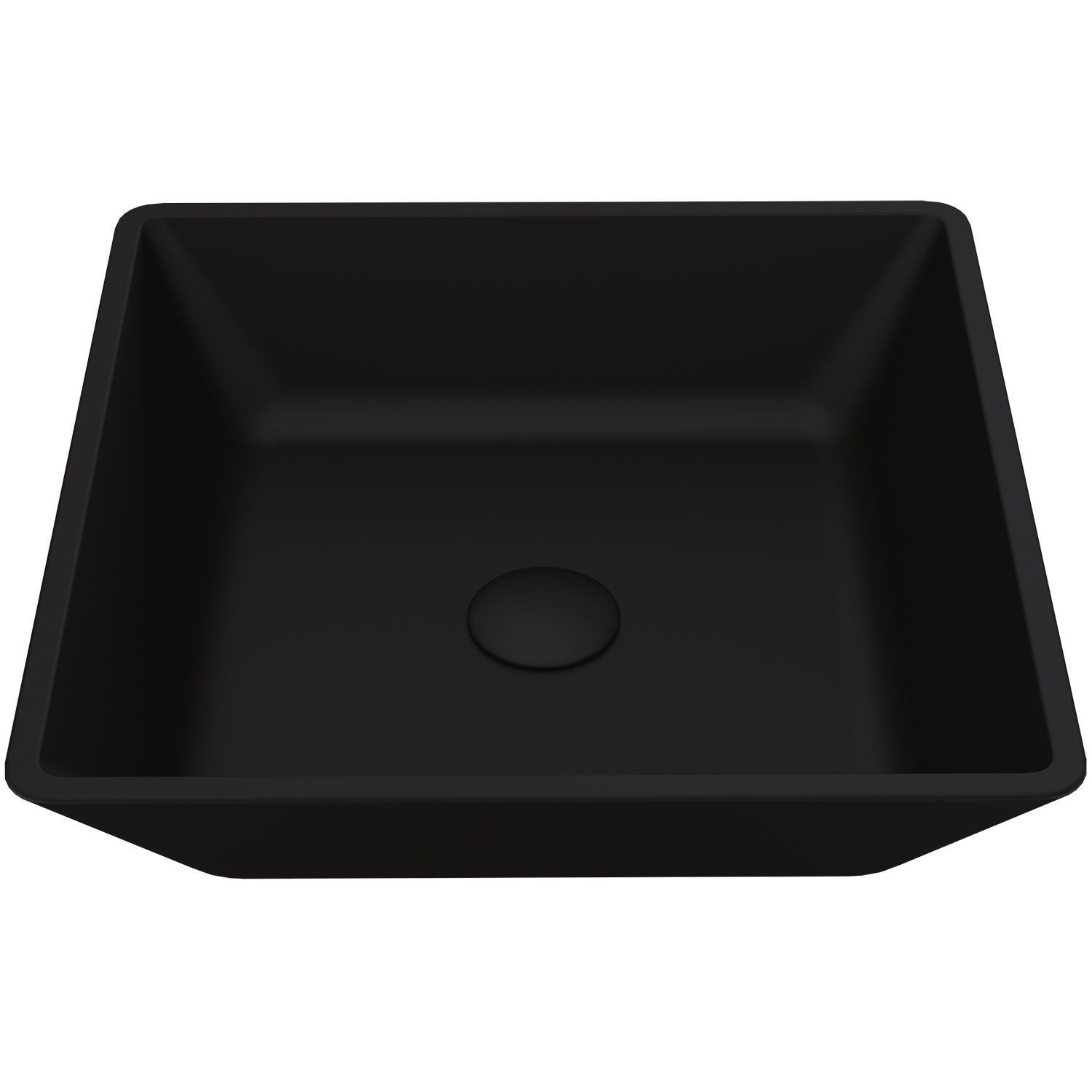 Roma Glass Square Vessel Bathroom Sink/Basin with Rounded Edges & Deep Bowl, Black X8U6 - product image 1
