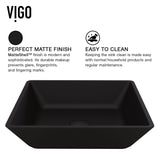 Roma Glass Square Vessel Bathroom Sink/Basin with Rounded Edges & Deep Bowl, Black X8U6 - product image 3