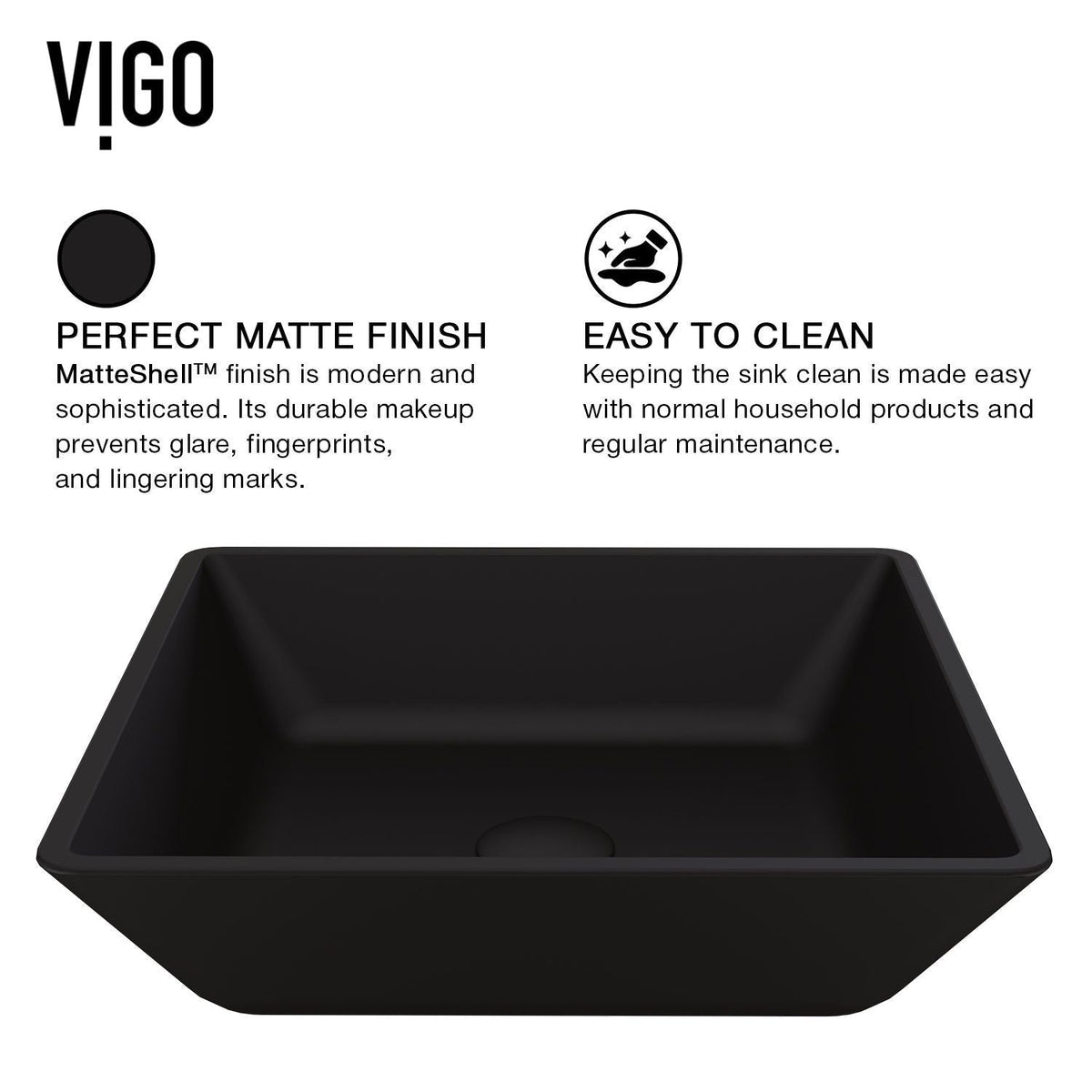 Roma Glass Square Vessel Bathroom Sink/Basin with Rounded Edges & Deep Bowl, Black X8U6 - product image 3