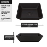 Roma Glass Square Vessel Bathroom Sink/Basin with Rounded Edges & Deep Bowl, Black X8U6 - product image 4