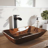 Russet Glass 18-in Red/Brown Bathroom Sink/Basin Set with Niko Faucet and Rectangular Vessel L8R5 - product image 7