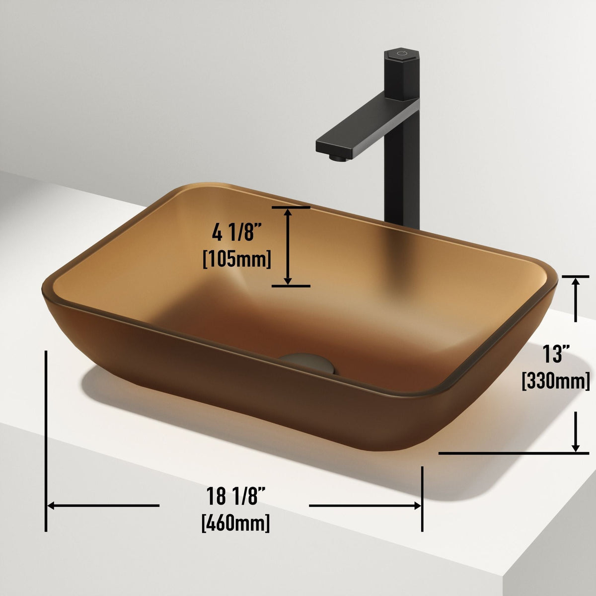Sottile MatteShell Amber Bathroom Sink/Basin Set with Gotham Faucet and Glass Vessel X0Z7 - product image 3