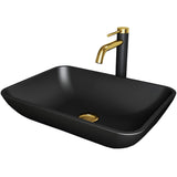 Sottile MatteShell Matte Black Bathroom Sink/Basin Set with Lexington Faucet and Glass Rectangular Vessel I2F0 - product image 1