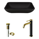 Sottile MatteShell Matte Black Bathroom Sink/Basin Set with Lexington Faucet and Glass Rectangular Vessel I2F0 - product image 2