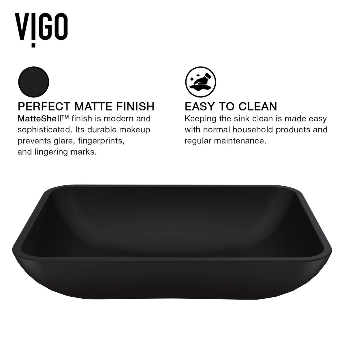 Sottile MatteShell Matte Black Bathroom Sink/Basin Set with Lexington Faucet and Glass Rectangular Vessel I2F0 - product image 4