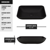 Sottile MatteShell Matte Black Bathroom Sink/Basin Set with Lexington Faucet and Glass Rectangular Vessel I2F0 - product image 7