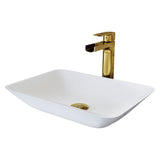 Sottile MatteShell White Bathroom Sink/Basin Set with Amada Faucet and Glass Rectangular Vessel N5E2 - product image 1