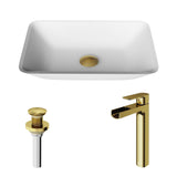 Sottile MatteShell White Bathroom Sink/Basin Set with Amada Faucet and Glass Rectangular Vessel D1P1 - product image 2
