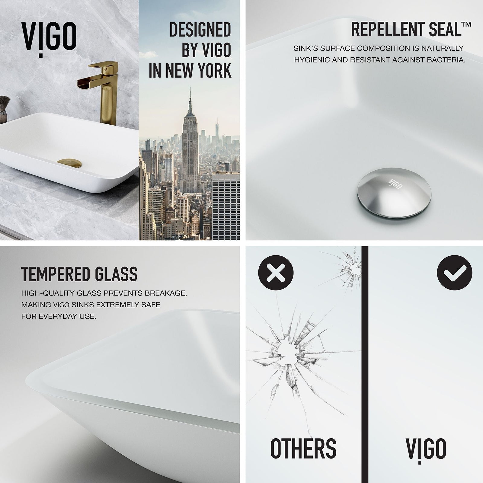 Sottile MatteShell White Bathroom Sink/Basin Set with Amada Faucet and Glass Rectangular Vessel N5E2 - product image 3