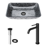 Titanium Glass Slate Grey Bathroom Sink/Basin Set with Lexington Faucet and Rectangular Vessel Y2T4 - product image 2