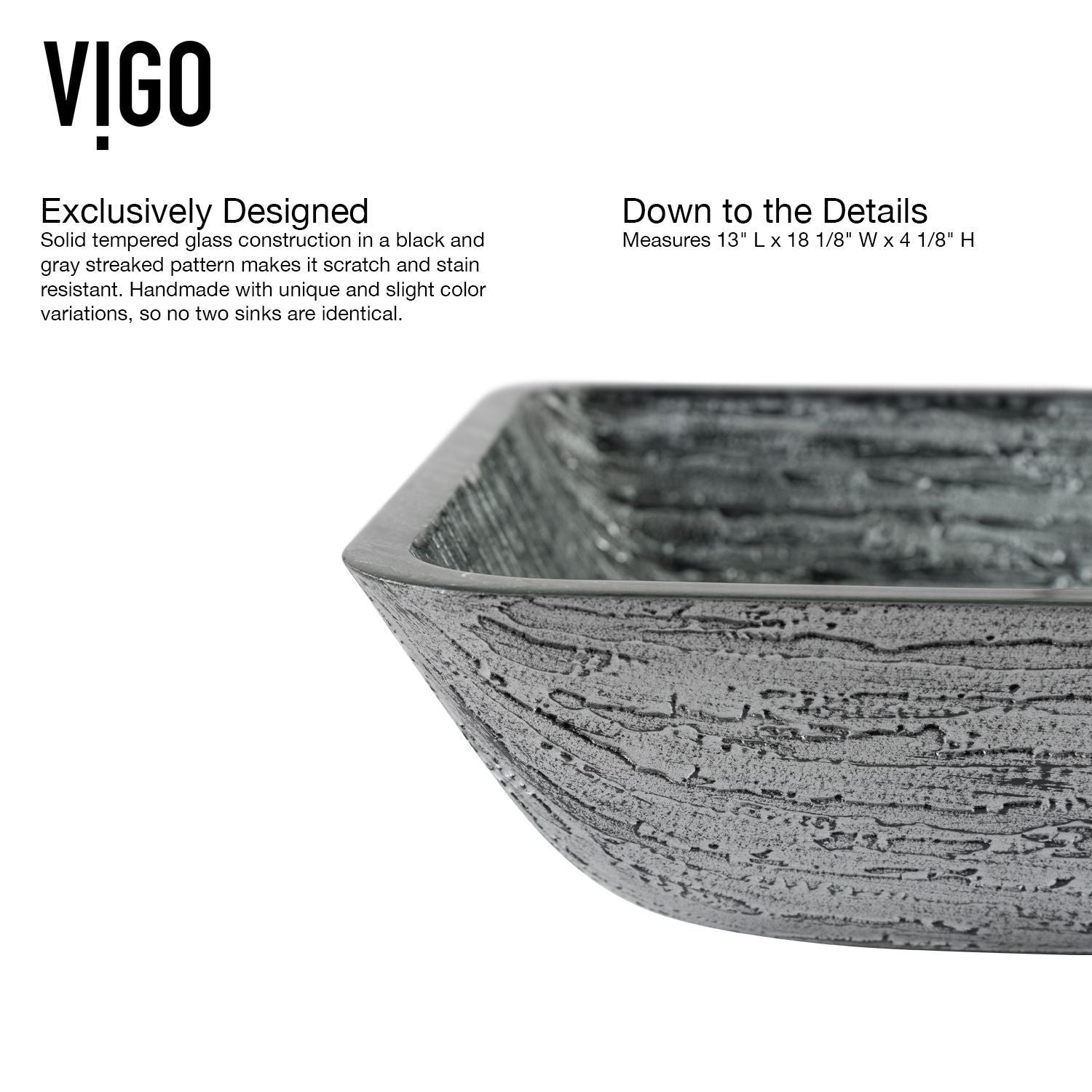 Titanium Glass Slate Grey Bathroom Sink/Basin Set with Lexington Faucet and Rectangular Vessel E3W8 - product image 8