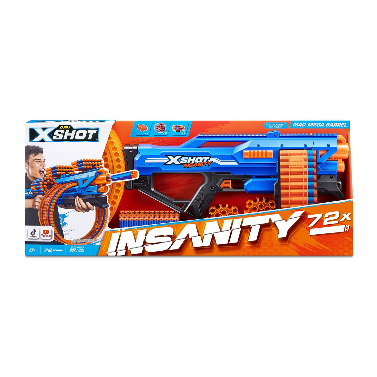 Insanity S1 Mad Mega Barrel Dart Blaster, 72-Darts, Ages 8+ I1V7 - product image 2