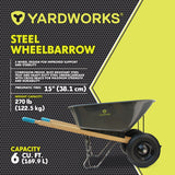 Steel Tray 2-Wheel Garden Wheelbarrow, 6-cu-ft D8X6 - product image 7