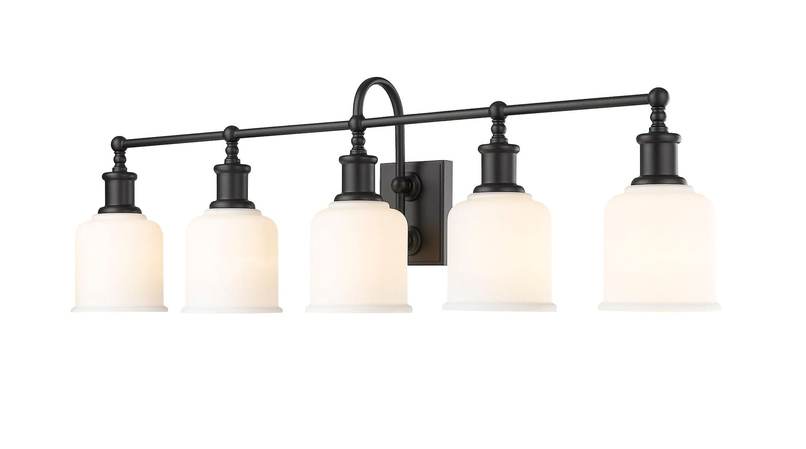 Bryant 5-Light Vanity Light, Black with Opal Shade L1J9 - product image 1