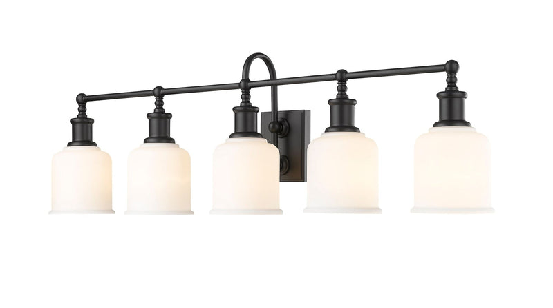 Bryant 5-Light Vanity Light, Black with Opal Shade C2X7