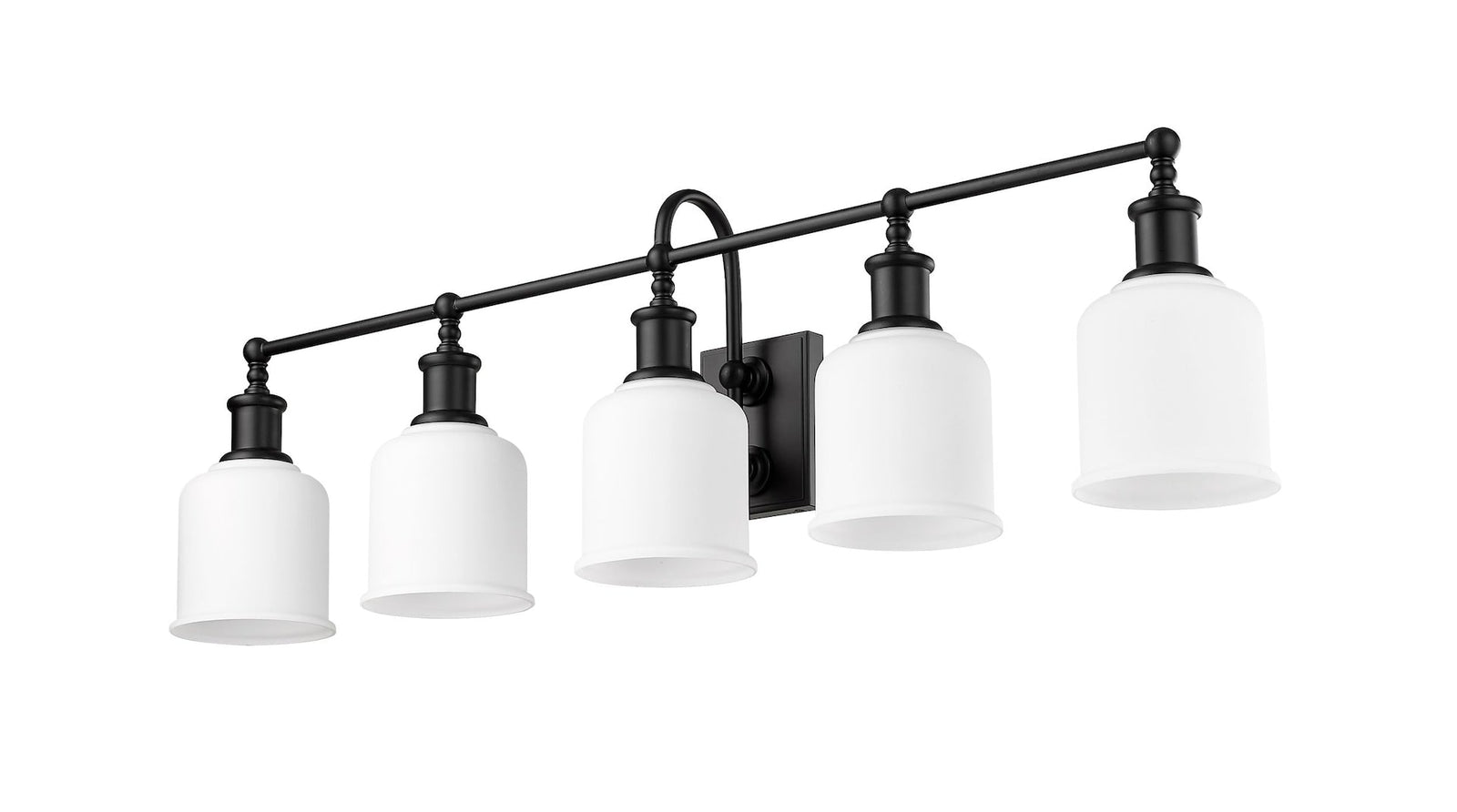 Bryant 5-Light Vanity Light, Black with Opal Shade L1J9 - product image 4