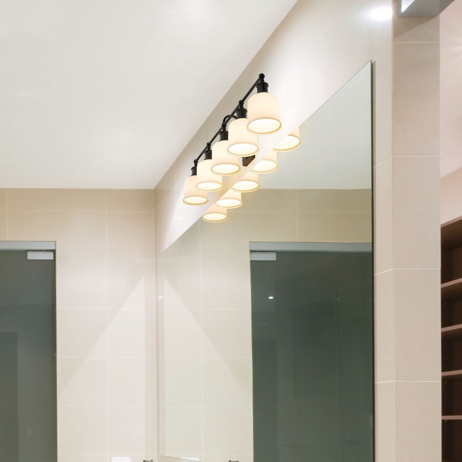 Bryant 5-Light Vanity Light, Black with Opal Shade L1J9 - product image 7